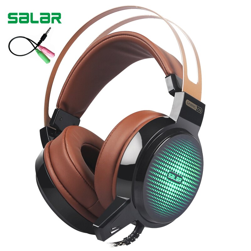 Salar C13 Gaming Grote Headset Wired Hoofdband met Mic/LED Licht Over Ear Stereo Deep Bass voor Computer Gamer hoofdtelefoon