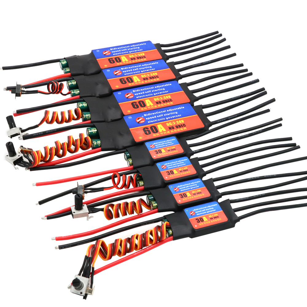 ZMR 2-6S 30A 60A ESC controlador de velocidad de regulación eléctrica sin escobillas de arranque automático bidireccional ESC para herramientas de bricolaje