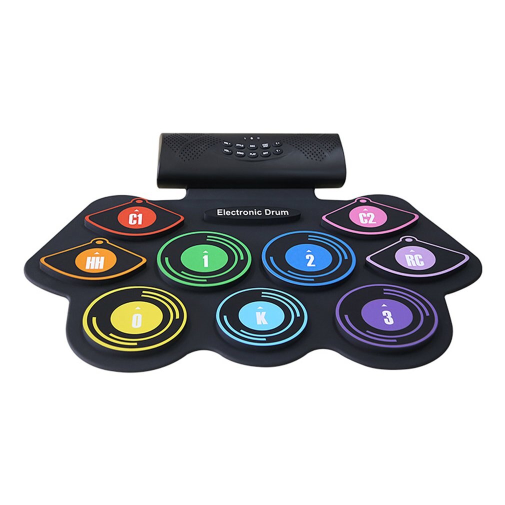 Electronic Digital Drum Built In Speaker Portable Battery Electronic Roll Drum Pad Foldable Practice Instrument: 2