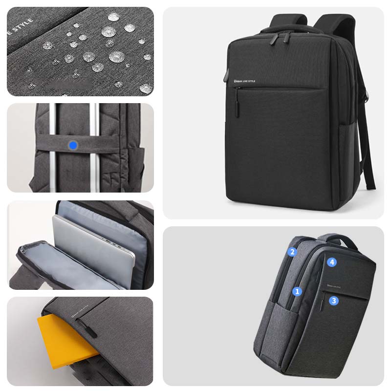 Mochila para ordenador portátil de 17,3 pulgadas, mochilas de viaje de gran capacidad, bolsa impermeable para ordenador portátil 15,6 17,3, mochila para hombre con múltiples bolsillos: >17 pulgadas / Negro