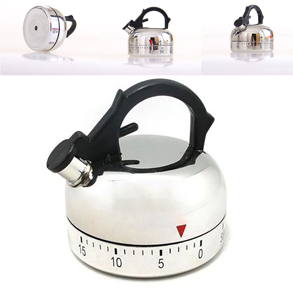 Plastic Kettle Shape 60 Minutes Kitchen Timer Mechanical Timer Countdown Alarm Reminder Cooking Reminders Tools