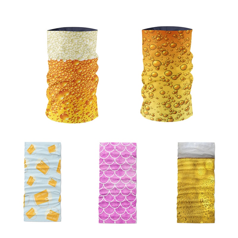 Novelty Ring Scarf Kerchief Summer Neck Gaiter Funny Beer Fish Scale Elastic Headband headscarf Outdoor Dust Mask
