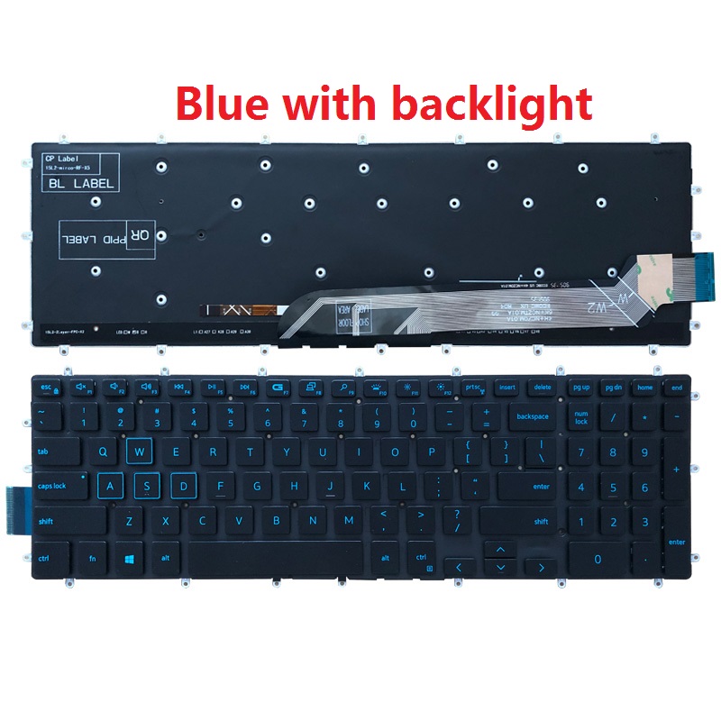US laptop Keyboard for Dell Inspiron G3 15 3579 3779 G5 15 5587 G7 15 7588 blue/red/white: Blue with backlit