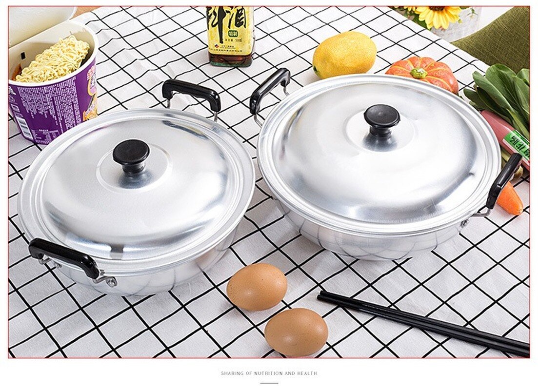 Korean old style small aluminum pot thickened soup pot double ears ramen stewpot noodle mini cooking household gas cooker