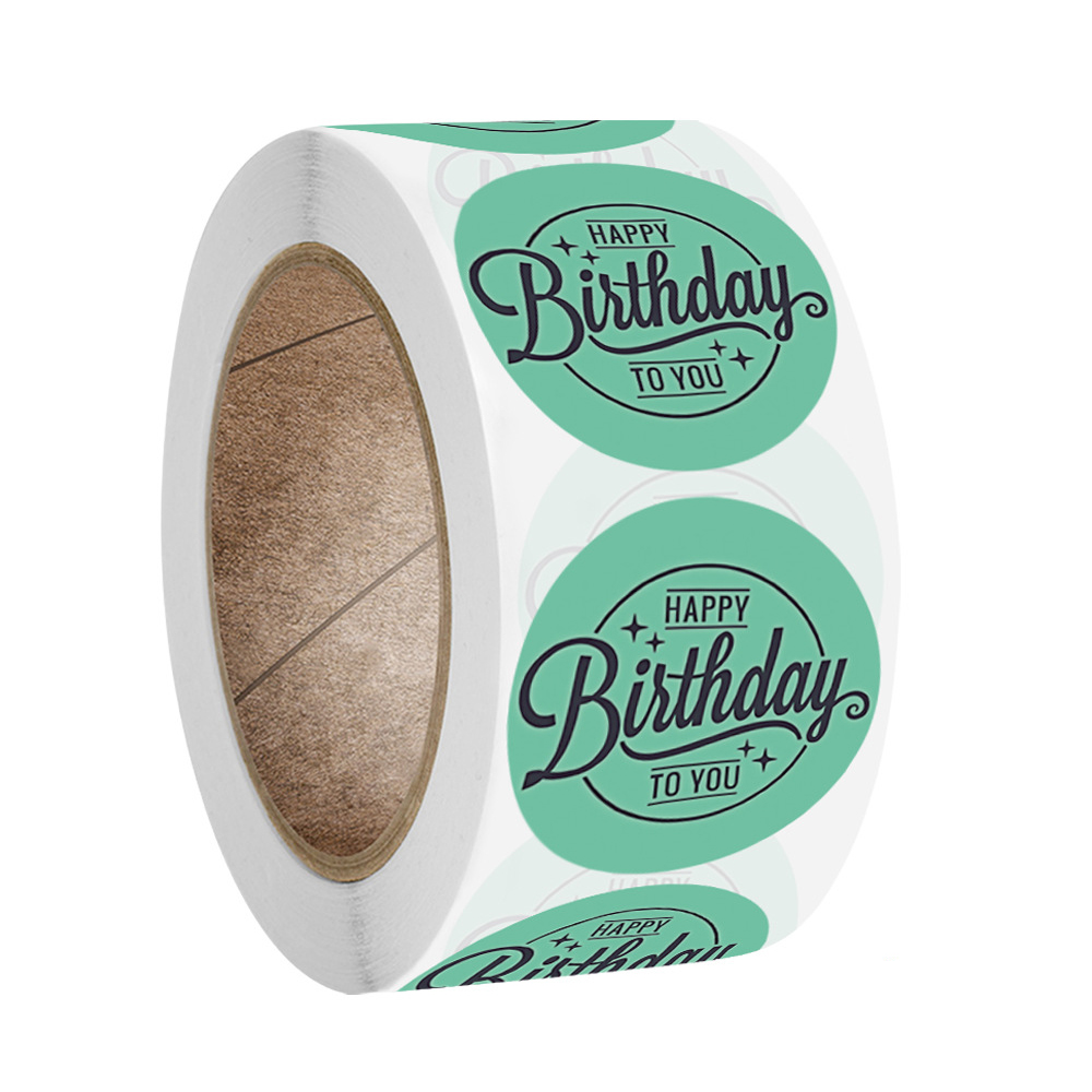 100-500pcs "Happy Birthday" Sticker Envelope Sealing Label Sticker Color Waterproof Sticker Party Party Sticker: GRAY