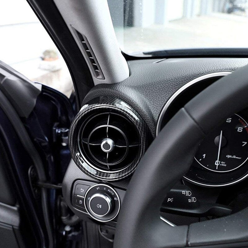 Auto Side Airconditioning Vent Outlet Cover Trim 2 Stuks Voor Alfa Romeo Giulia Auto Accessoires (carbon Fiber)