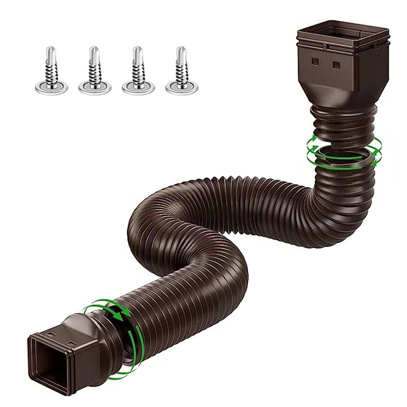 Rain Gutter Downspout Extensions Flexible Drain Downspout Extender Connector with 3x4in and 2x3in Connectors Screws for Included: Chocolate