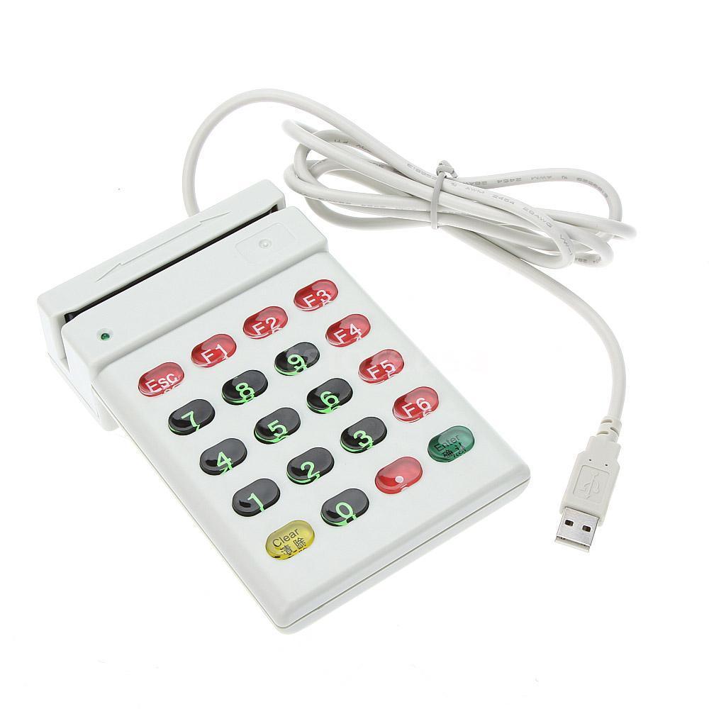 USB Universal Magnetic Card Barcode Reader Stripe Bidirectional Track 2 with Number Keyboard USB