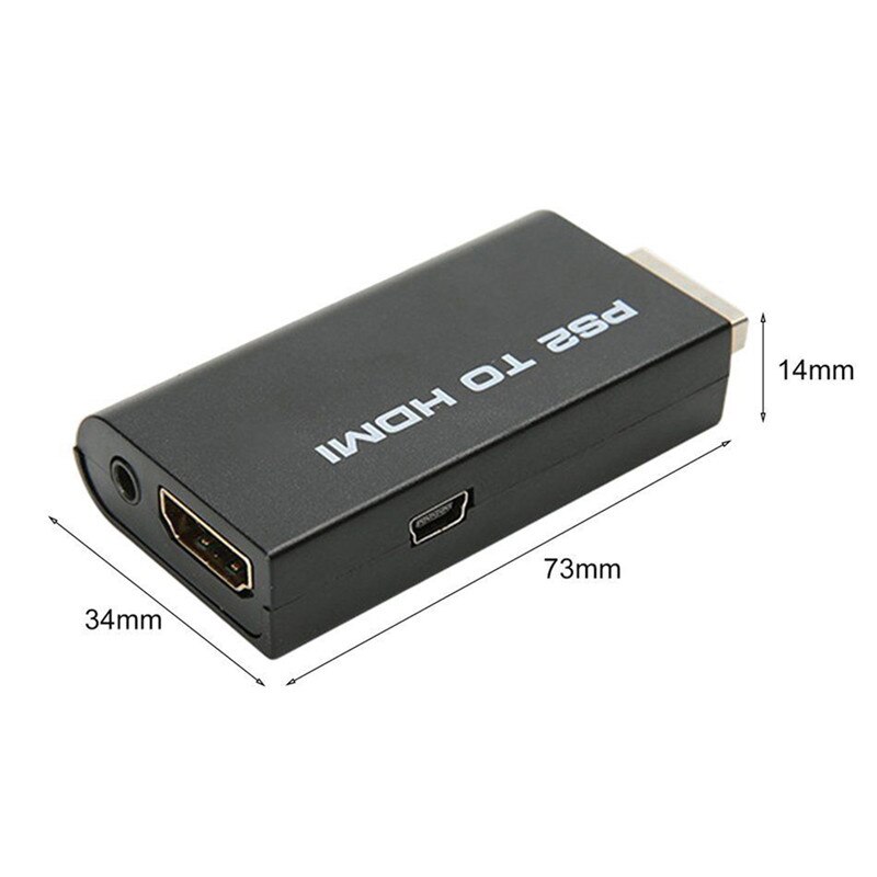 Adaptador convertidor de Audio y vídeo, 480i/480p/576i con salida de Audio de 3,5mm para PS2 a HDMI, compatible con todos los modos de pantalla PS2