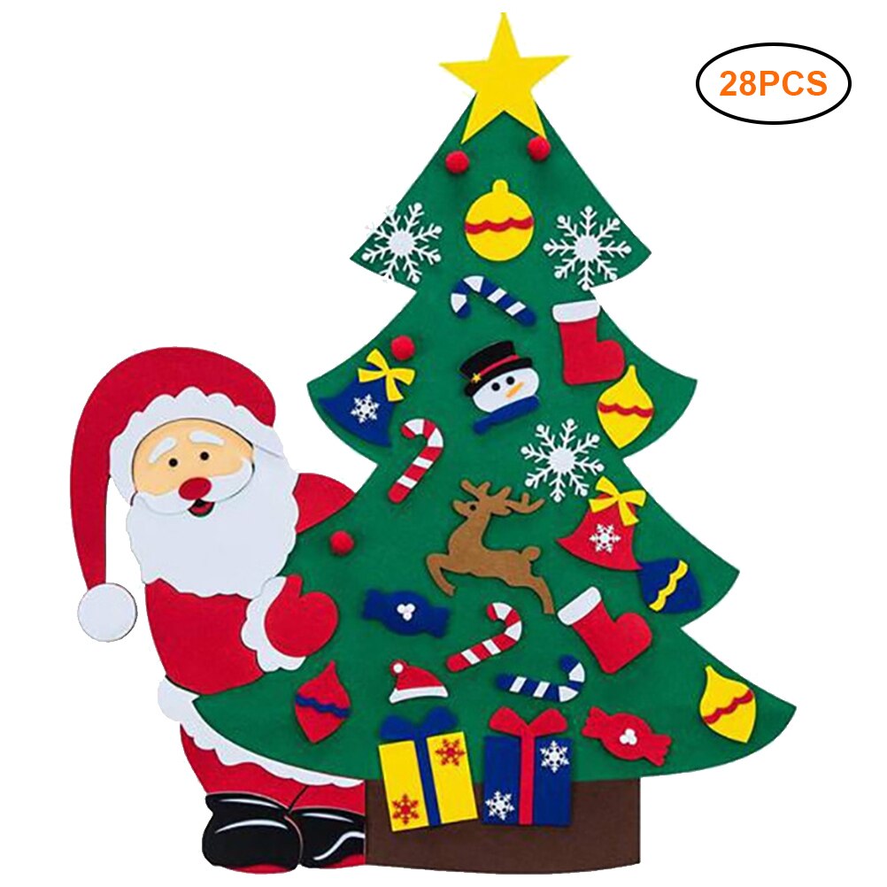 Diy Vilt Kerstboomversiering Kids Xmas Tree Deur Muur Opknoping Ornamenten Kunstmatige Boom Voor Home Navidad Decoratie