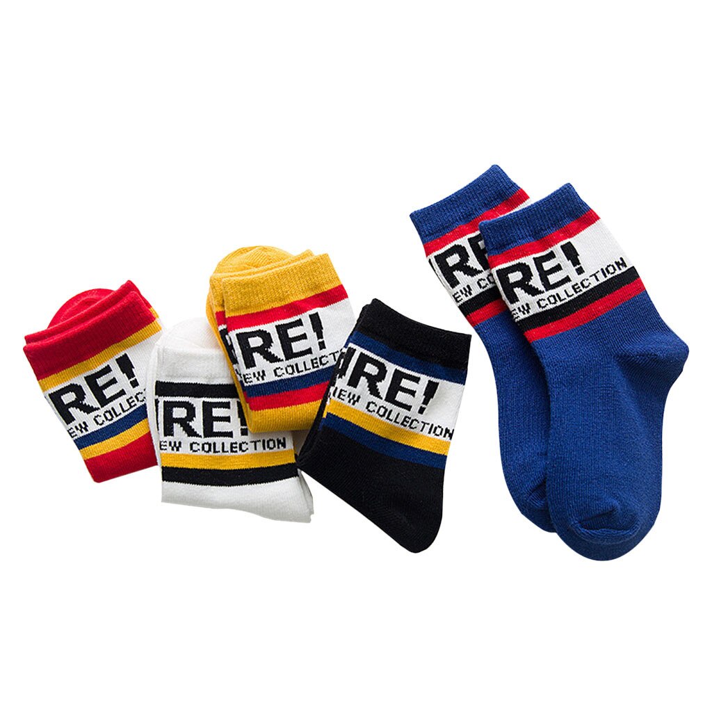 5 Pairs Baby Socks Girls Printed Knitting Cotton Infant baby sokken Children Kids Socks skarpetki meia infantil: Colorful / M