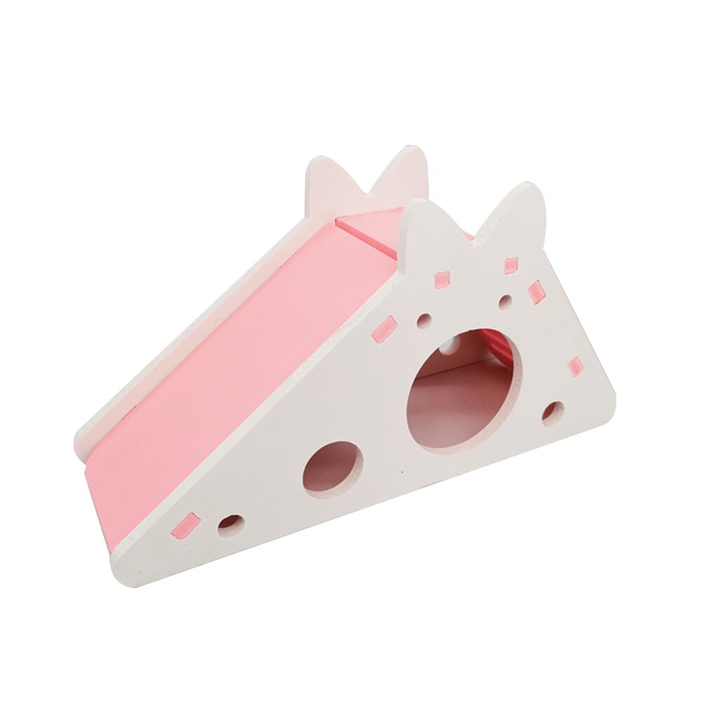 Hamster Hideout Assembled Hamster Slide Toy Wooden Hamster House Nest With Ladder Slide For Guinea Pig Hamster Exercise Toy: Pink