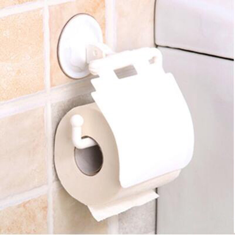 1Pcs Wall Mounted Suction Cup Toilet Tissue Holder Roll Papers Stand Storage Dispensers with Cover Bathroom Accessories