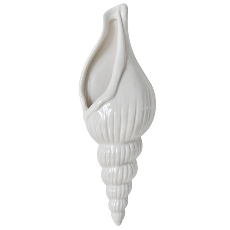3 Soorten Moderne Witte Keramische Schelp Schelp Bloem Vaas Muur Opknoping Home Decor Woonkamer Achtergrond Muur Versierd Vaas