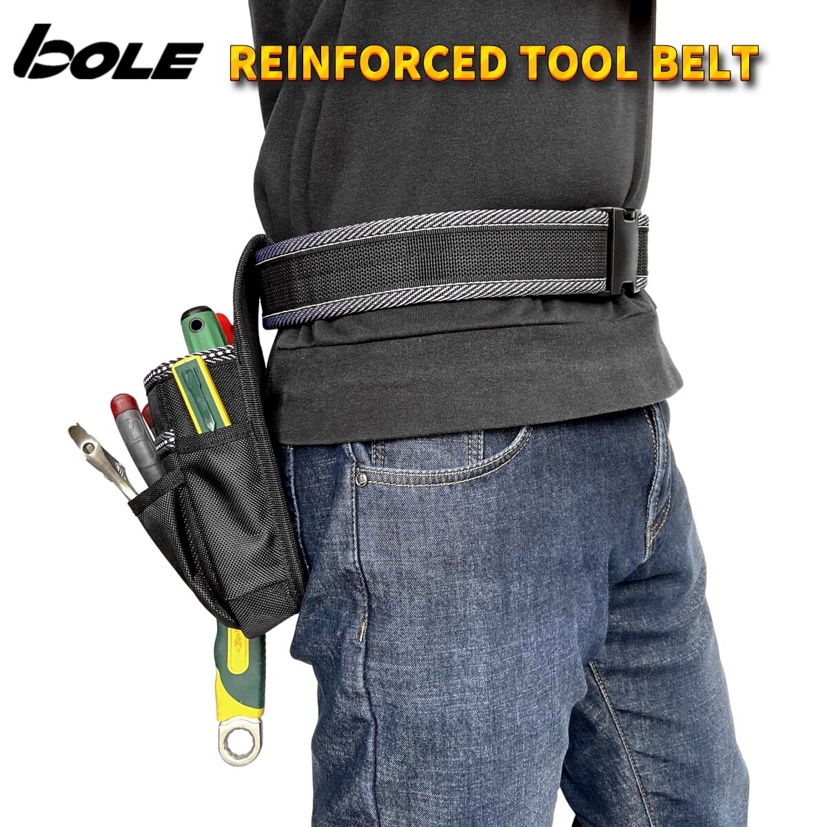 Cinturón de herramientas BOLE de 5cm de grosor, cinturón de trabajo, longitud ajustable, portátil, con bolsa de herramientas para colgar en la cintura, buena elección