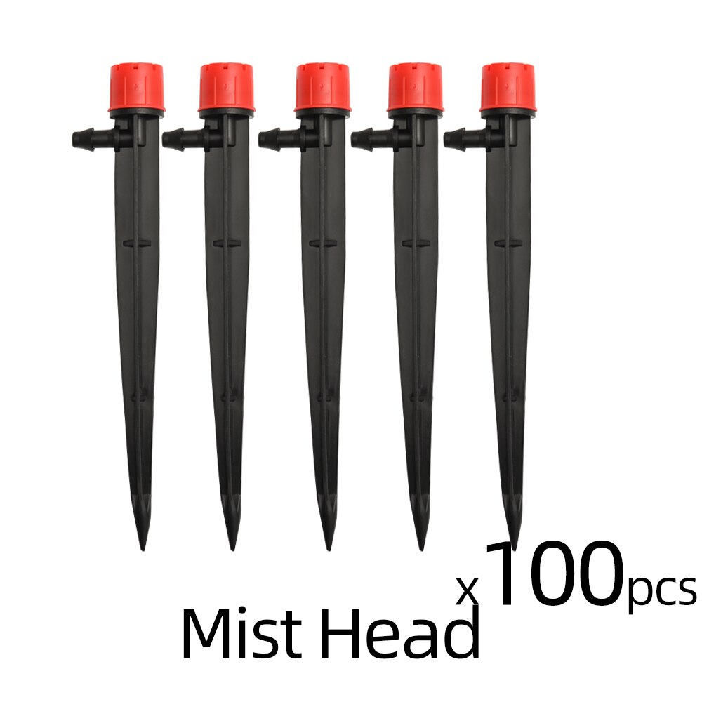60M 4/7Mm Hose Drip Irrigation System Simple Watering Set Spike Drippers For Irrigation Plant Watering System: 100pcs HEAD