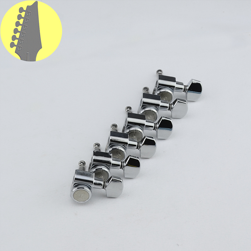 1 Set 6/7/8 corde senza chiusura a vite teste per chitarra sigillate accordatori per chitarra nero/oro/argento cromato: BIANCO
