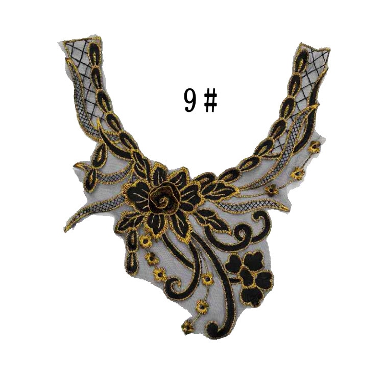 Zubehör bestickte spitze tuch schmelzen schwarz Gold kragen Gittergewebe: 4