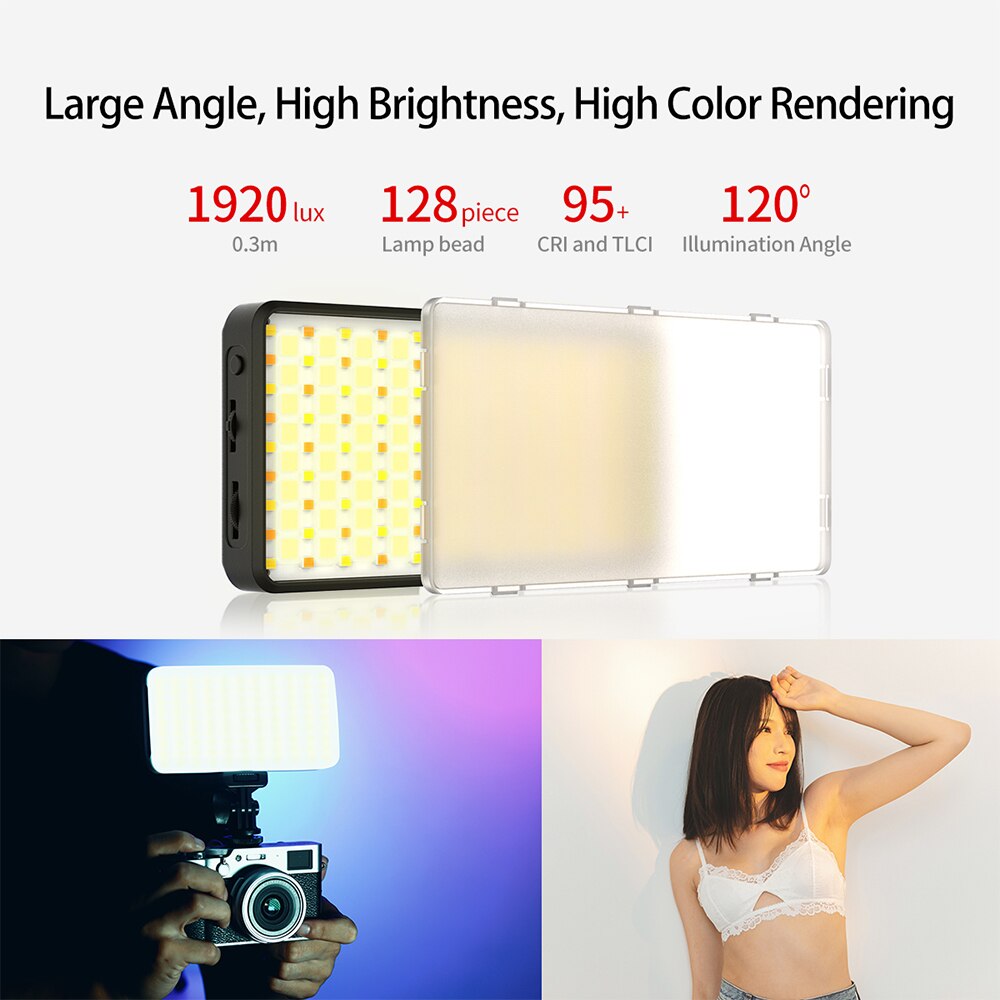 Vijim  vl196 pocket rgb led video lys fotografering fyld lys 2500k-9000k dæmpbar cri 95+ 20 lyseffekter til live udsendelse