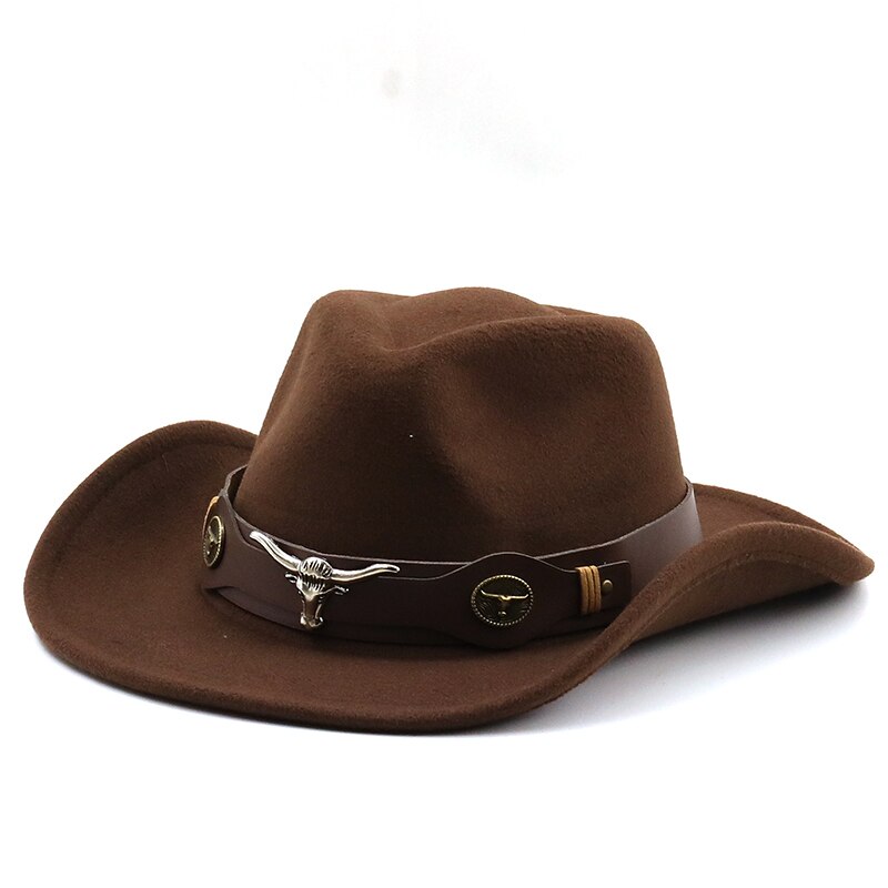 Women Men Hollow Western Cowboy Hat With Tauren Belt Winter Autumn Jazz Outback Jazz Toca Sombrero Cap Size 56-58CM: Coffe