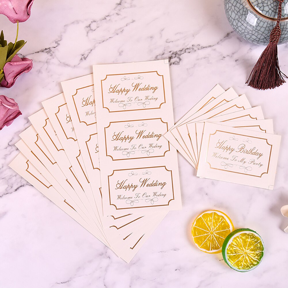 30pcs Happy Wedding Sticker 5.4*8.4CM Happy Birthday Wedding Gold Stamping Seal Sticker Wedding Celebration Label