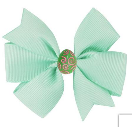60pcs/ 3.5" Easter Day Eggs Hair Bows for Girls Solid Ribbon Easter Eggs Bowknot Hair Clip Kids Hairgrips Hair Accessories