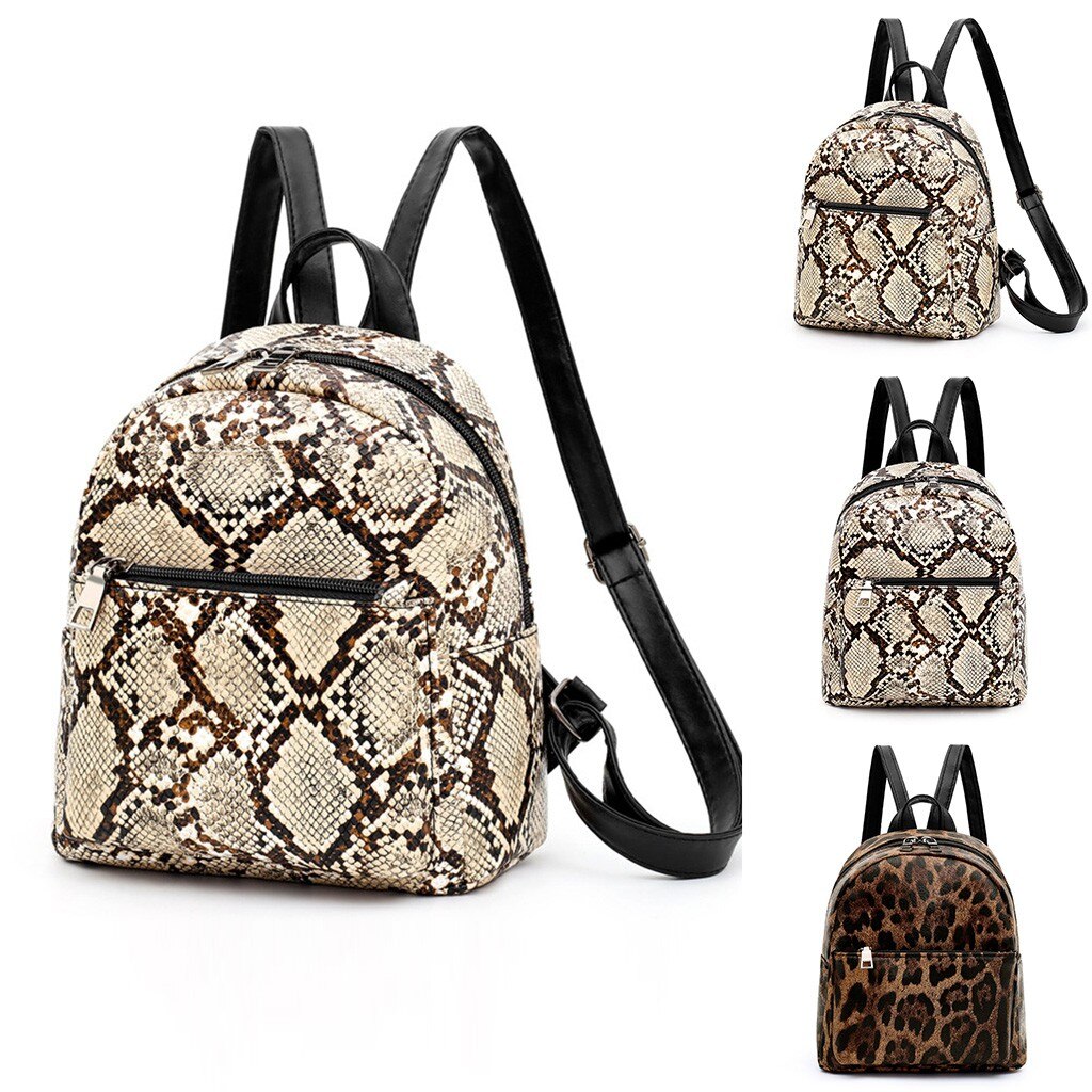 Backpack Women Pu Leather Female Backpacks Teenager Leopard Students Shoulder Backpack Bag Mochilas Mujer#35