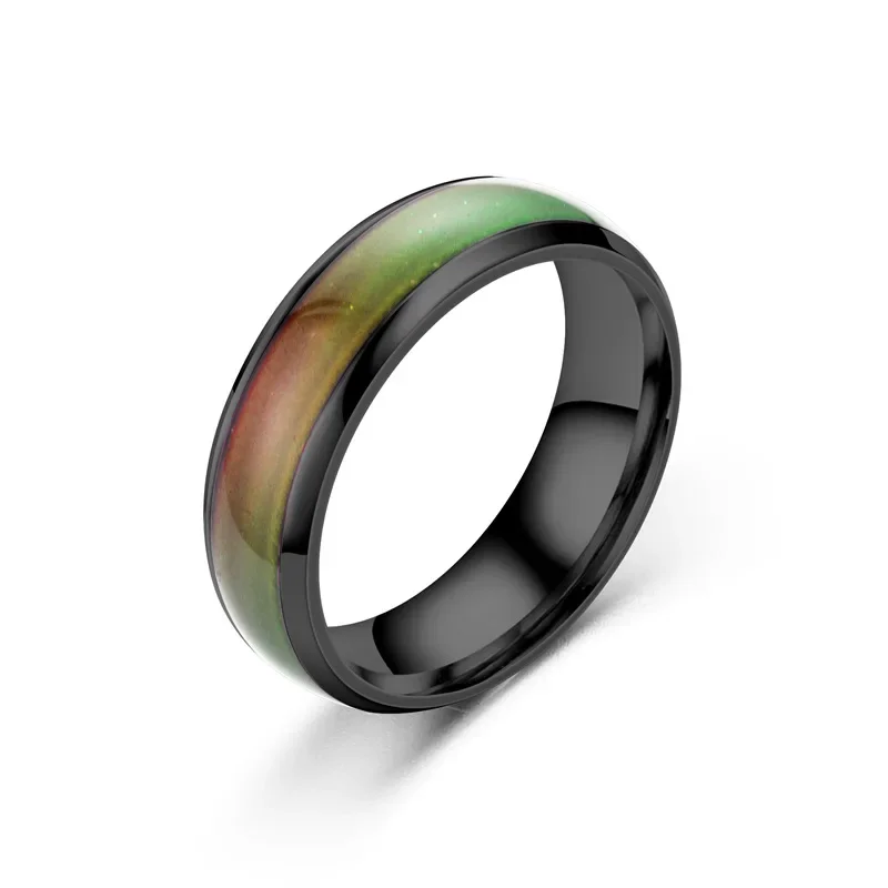 5 Colors Stainless Steel Changing Color Rings Mood Emotion Feeling Temperature Ring for Women Men Couples Ring Tone Jewelry: 7 / green