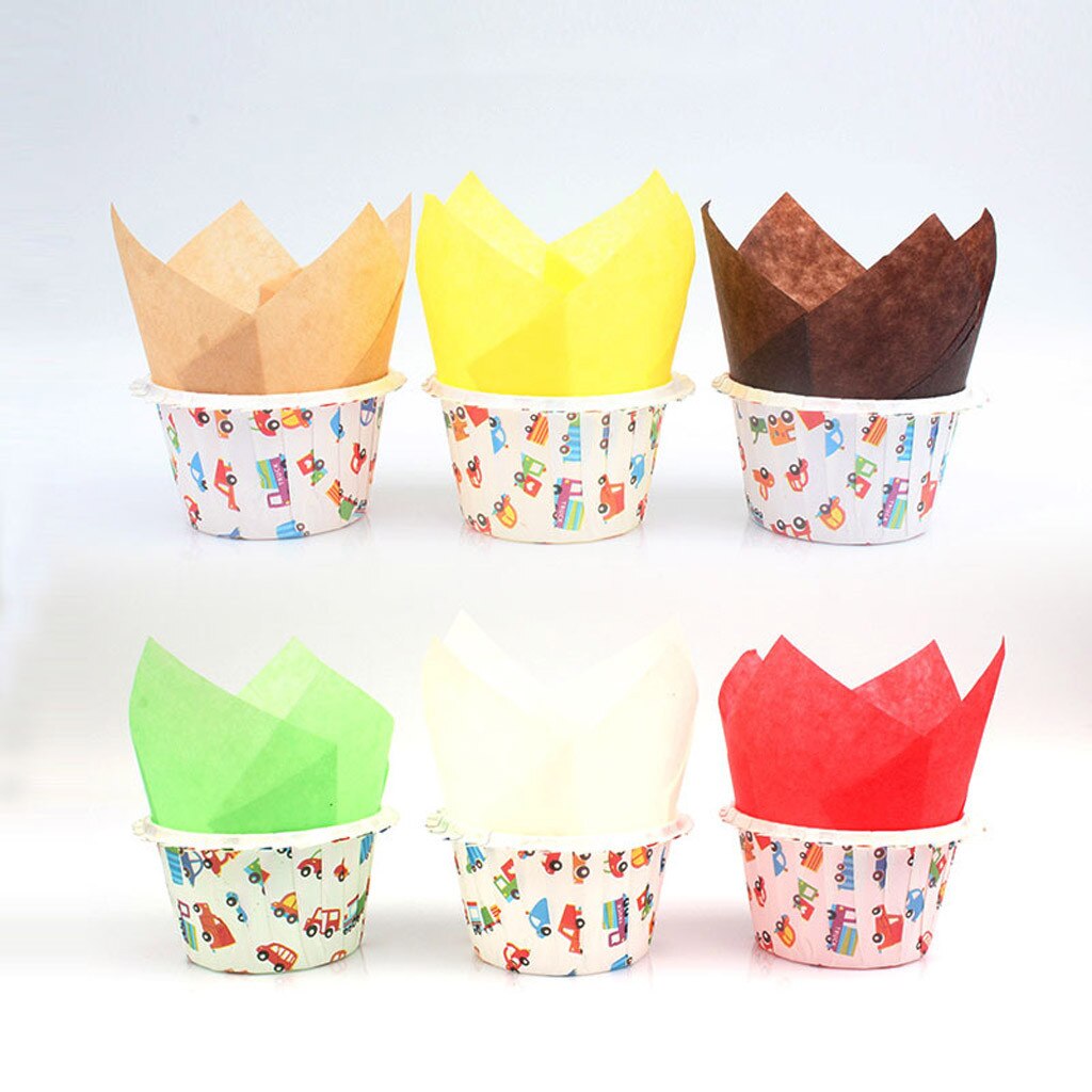 Cupcake revêtements tasse papier Tuli cuisson emballage boîte gâteau Muffin tasse boîte maison cuisine cuisson tulipe gâteau tasses