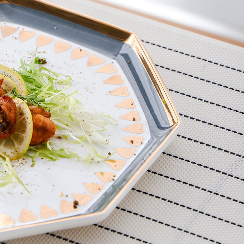 Nordic Entry Luxury Dinner Plate Tray Mug Seasoning Dish Home Hotel Ceramics Tableware Set Modern Porcelain Western Plates Tray