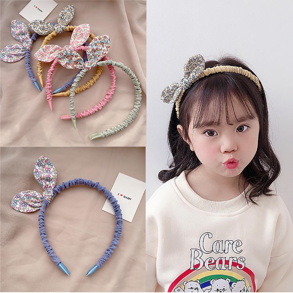 Retro Bloemen Print Kids Haarband Strik Hoofdband Doek Konijn Oren Haarband Vrouwen Meisjes Accessoires Hoofd Hoepel Sieraden