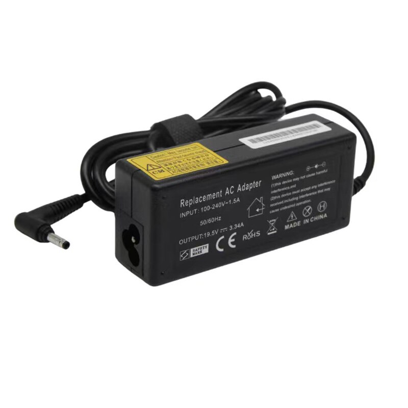Suitable for Dell Notebook power adapter 19.5V 3.34A charging head 65W charger bullet 4.0*1.7MM: No power cord
