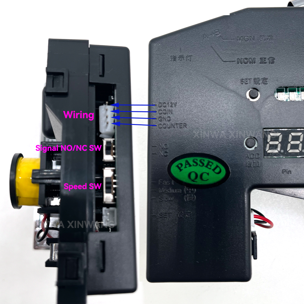 Multi-møntacceptor spil toknes mekanisme slto automat flipperspil dele med 4 -bens kabel til claw crane neo geo arkade