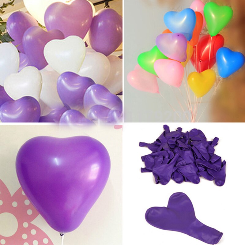 100 stk / parti hjerteformede latexballoner bryllup valentinsdag fødselsdagsfest ballonsdekoration leverandører