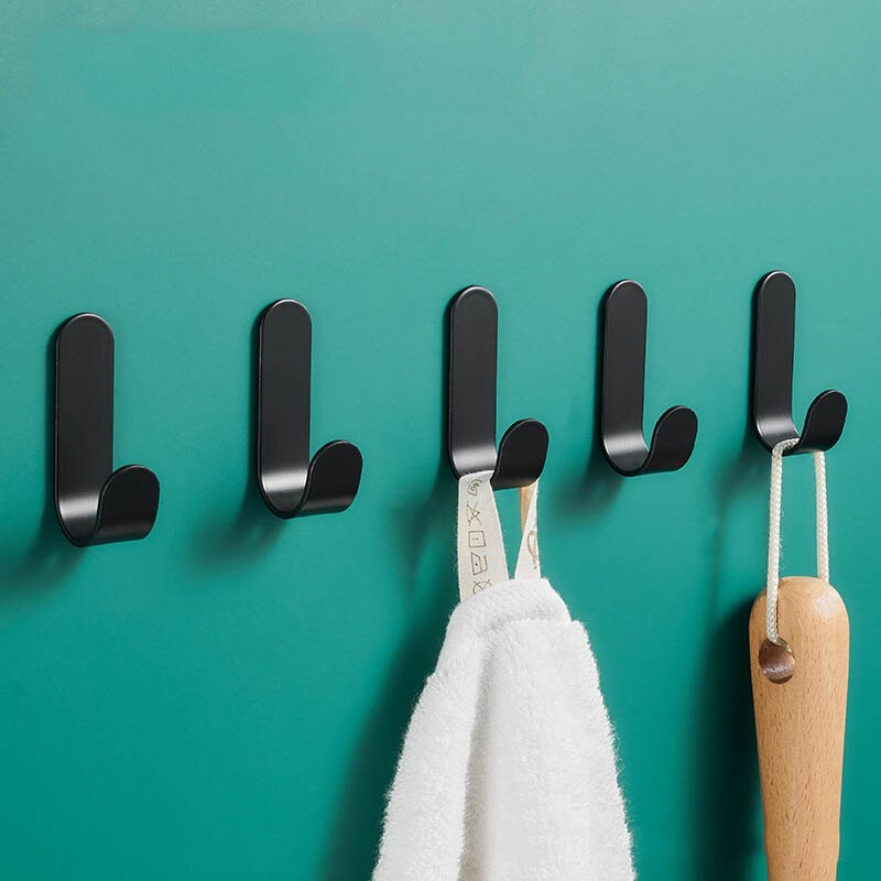 Zwart Wit Gewaad Handdoek Jas Kleding Haak Voor Badkamer Accessoires Roestvrij Hanger Keuken Hardware Muurbevestiging Lijm Geen Boren