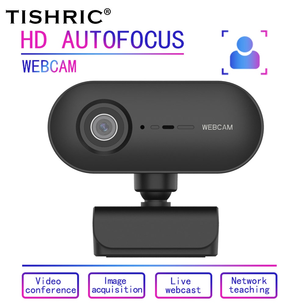 TISHRIC-minicámara C7 1080P, Webcam con micrófono, autoenfoque, para PC/ordenador, cámara Web USB, 30FPS