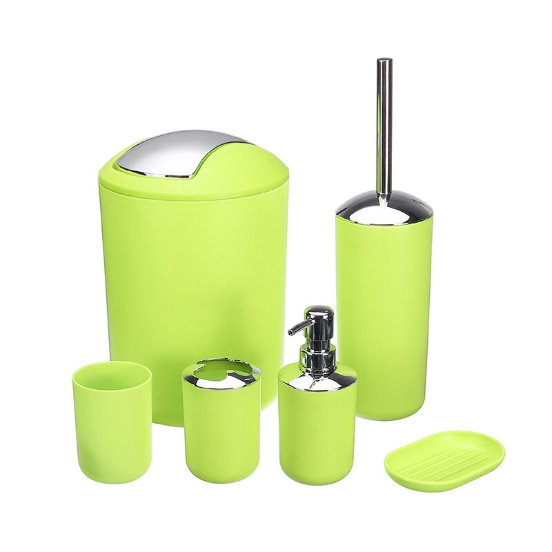 GMMH Badset, 6-delig, diverse badkameraccessoires, met zeepdispenser en wc- borstel (lichtblauw