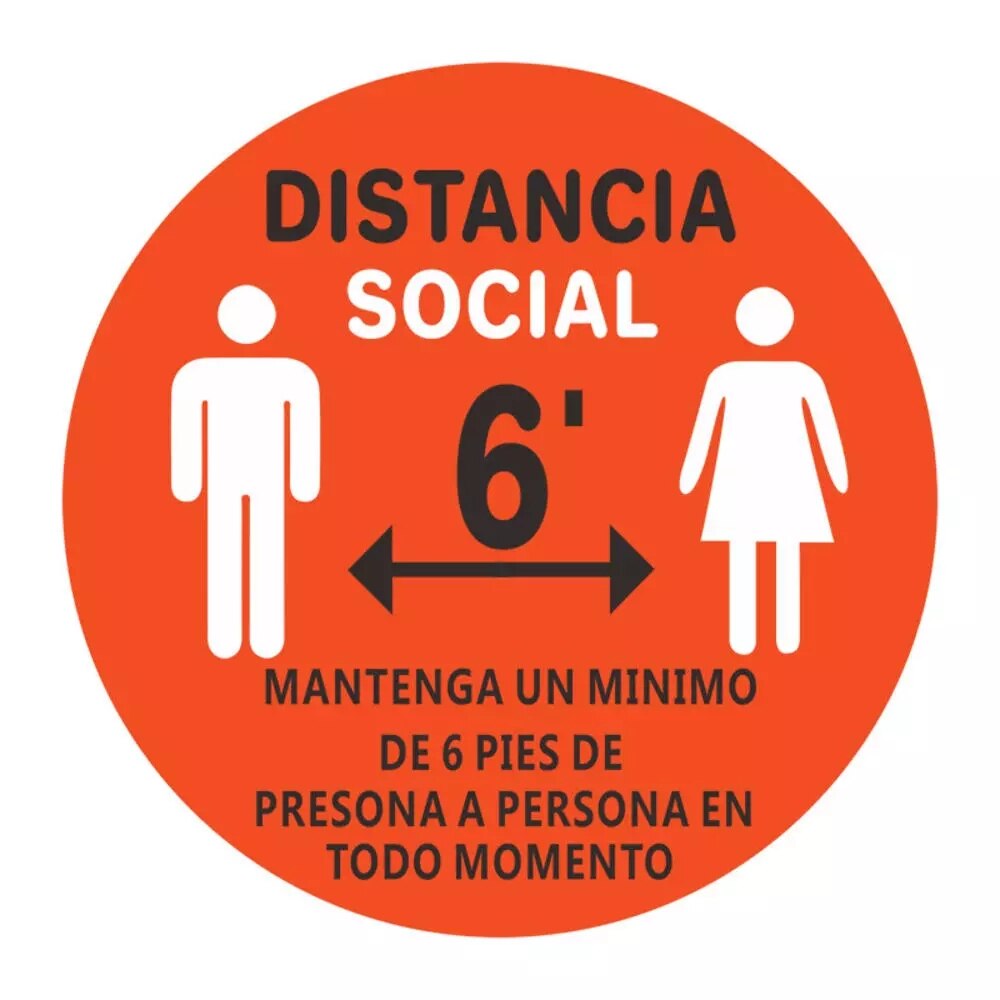 5pc Public Area Social Distancing Floor Sticker Waterproof Self Adhesive Safety Floor Sign Sticker for Crowd Control Guidance