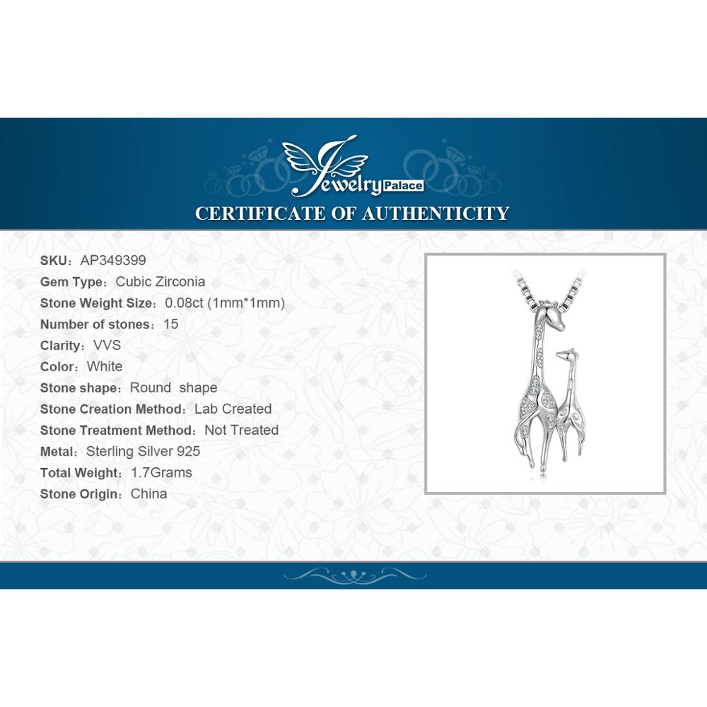 JewelryPalace – collier avec pendentif mère et fille, girafe, en argent Sterling 925, zircone cubique, Animal, pour femmes, sans chaîne