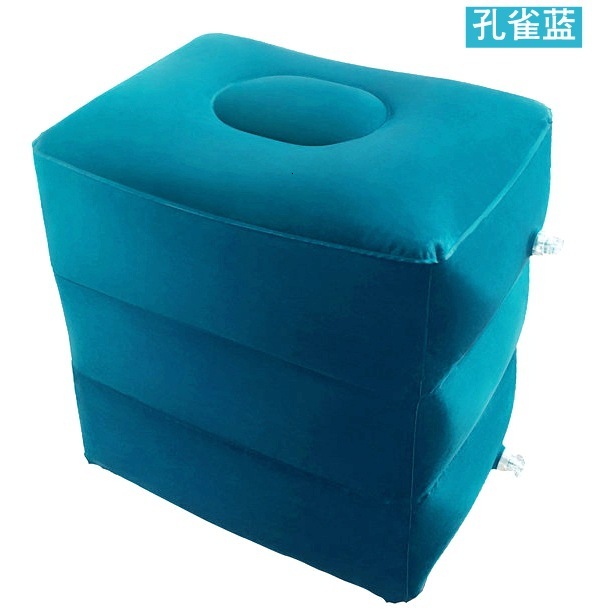Newest Useful Inflatable Portable Travel Footrest Pillow Airplane Car Plane Train Kids Flight Sleeping Bed Foot Rest Pad: Blue