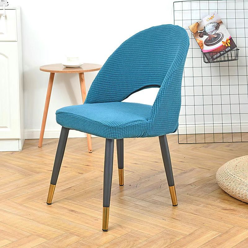 1Pcs Curved Chair Cover Hollow Back Jacquard Arc Armchair Covers Dining Chair Covers Spandex Home Bar Hotel House De Chaise: Blue