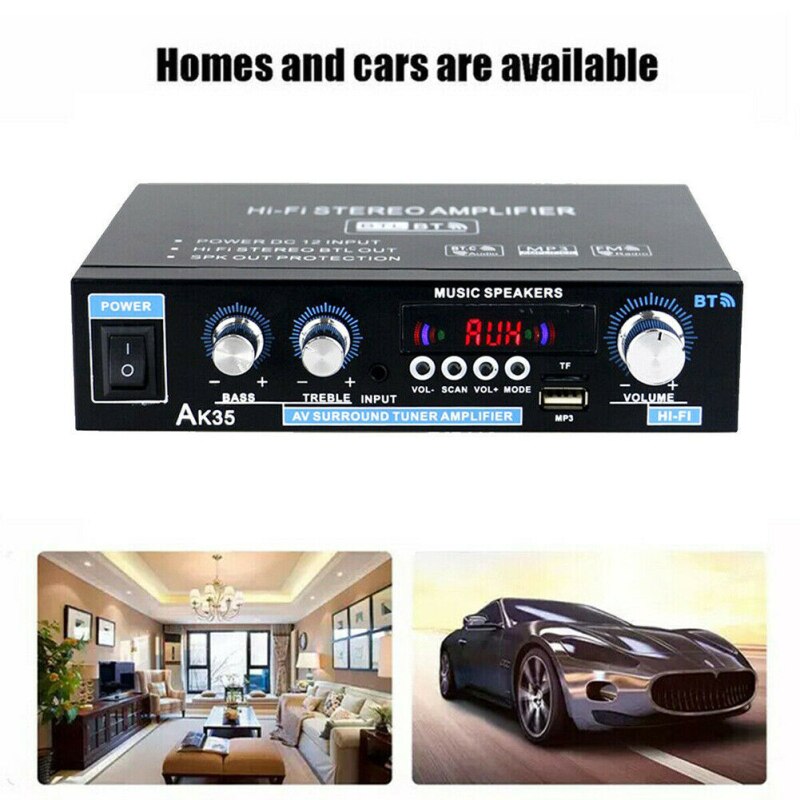 110V/220V 400W + 400W Mini 2,0 Kanal Digital Verstärker Bluetooth 5,0 Empfänger USB Musik Spieler Stereo Heimat/Auto/Marine Audio- Ampere