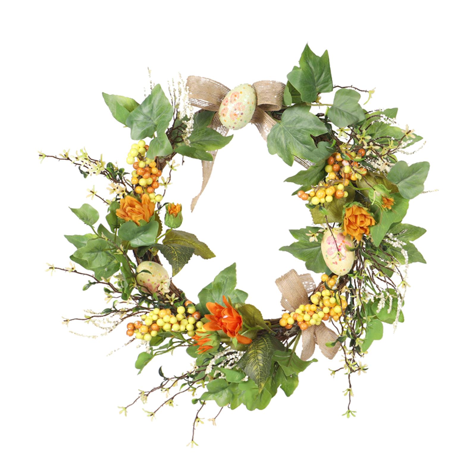 Hanging Easter Wreath Loop Birds Eggs Wreath Decoration Simulated Wreath Decor for Window Front Doors Living Room Curtain Spring