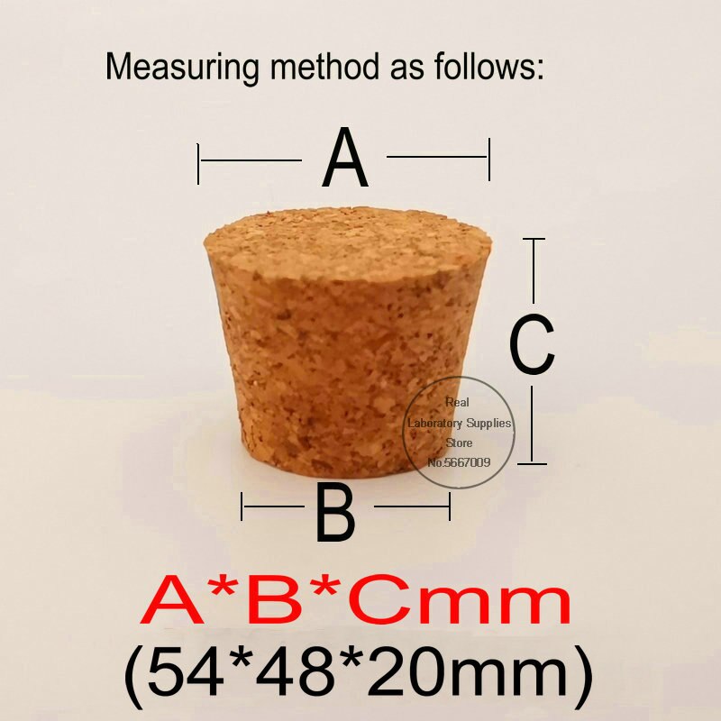 Tapón de corcho para botella de vino, frasco de vidrio sellado de madera para té de laboratorio de 54x48x20mm