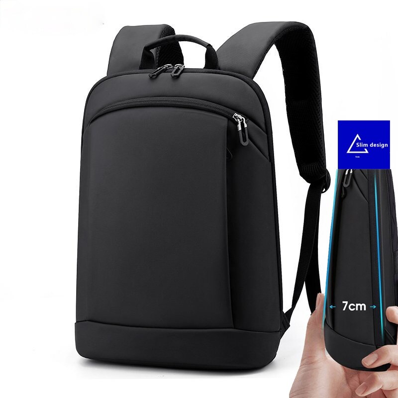 Lett bærbar ryggsekk menn 15.6 tommer kontorarbeid kvinner ryggsekker business bag unisex svart ryggsekk slim ryggsekk: Kompositt svart