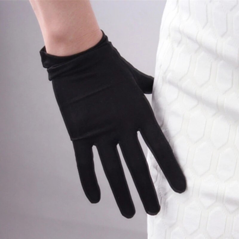 100% natürliche Seide handschuhe Weiblichen Sommer Dünne UV Sonnencreme Atmungsaktive Schlaf Feuchtigkeits Elastischen Touch Bildschirm Fahren Handschuhe L36L: Black