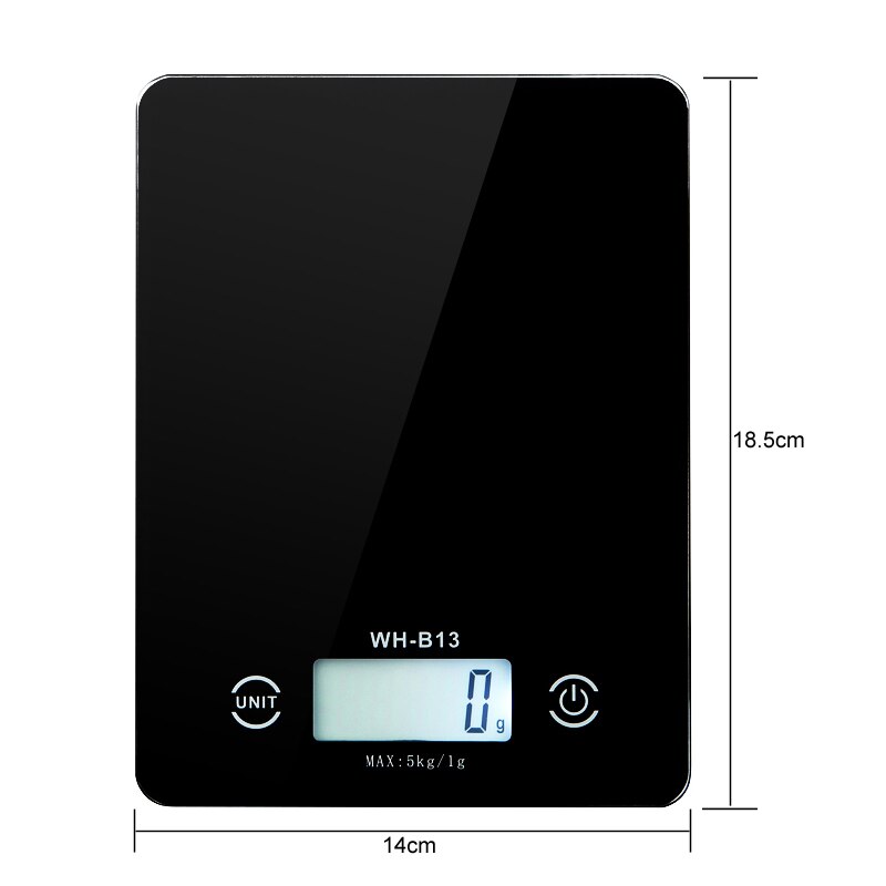 Vedenpitävä digitaalinen keittiövaaka paino grammaa ja , 5kg/11lb unssia keittiövaaka leivontaan, karkaistu lasitaso