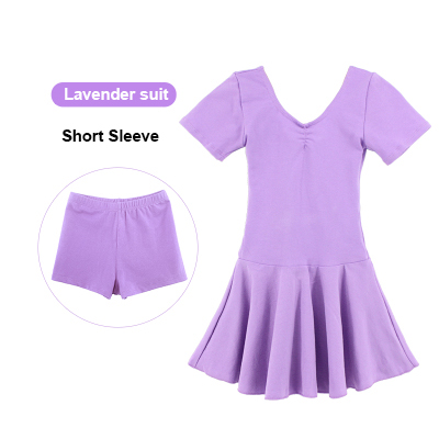 Baumwolle Separaten kurze Hose tanzen Ballett Anzug freundlicher Mädchen Gymnastik Ballett Tanz Kleid freundlicher Dancewear: 130 Höhe 125-135cm / Lavendel shortsleeve