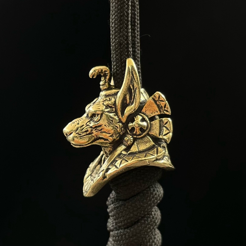Altes Ägypten Todesgott Anubis Schakal Kopf Durcheinander EDC Messer Perlen DIY Paracord gewebt Schlüsselband Anhänger Schmuck draussen Zubehör