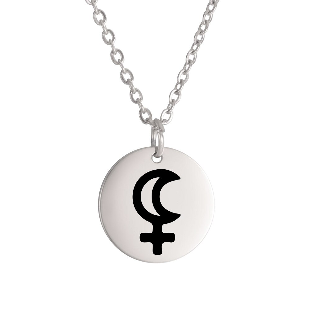 Dawapara Planeet Symbool Amulet Kleine Charme Ketting Jupiter Saturnus Pluto Neptunus Planetaire Alchemische Symbolen Roestvrij Staal: Oranje / Titanium Plated